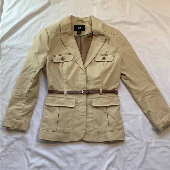 H&M Jackets & Blazers - H&M Khaki Blazer with Brown Belt